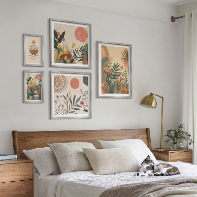 Zestaw 5 obrazów w ramie Roślinne motywy boho abstrakcja