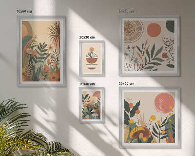 Zestaw 5 obrazów w ramie Roślinne motywy boho abstrakcja