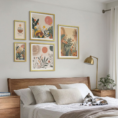 Zestaw 5 obrazów w ramie Roślinne motywy boho abstrakcja