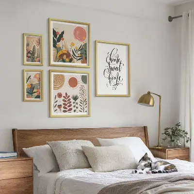 Dekoracja ścienna zestaw obrazów stylowe roślinne motywy