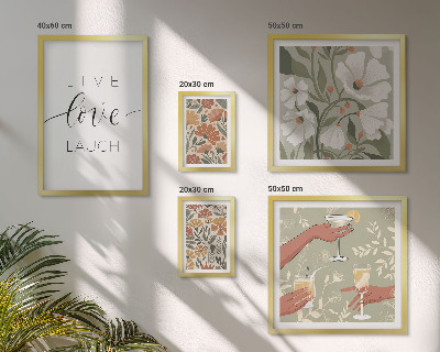 Zestaw obrazów w ramie do galerii ściennej Stylowe grafiki kwiatowe hasła