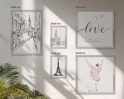 Zestaw obrazów w ramie do galerii ściennej Stylowe paryskie inspiracje