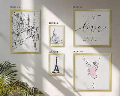 Zestaw obrazów w ramie do galerii ściennej Stylowe paryskie inspiracje