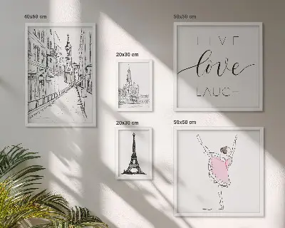 Zestaw obrazów w ramie do galerii ściennej Stylowe paryskie inspiracje