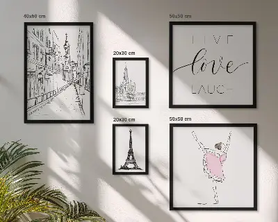 Zestaw obrazów w ramie do galerii ściennej Stylowe paryskie inspiracje