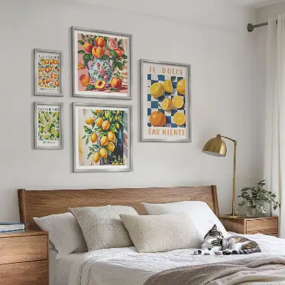 Zestaw obrazów w ramie do galerii ściennej cytrusowe retro do kuchni