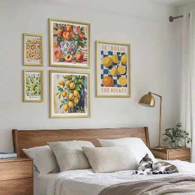 Zestaw obrazów w ramie do galerii ściennej cytrusowe retro do kuchni