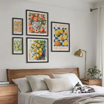 Zestaw obrazów w ramie do galerii ściennej cytrusowe retro do kuchni