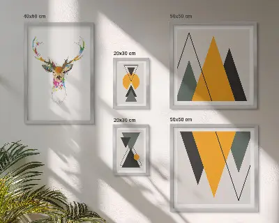 Zestaw 5 obrazów w ramie w stylu boho z kolorowymi motywami