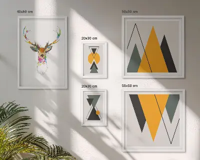 Zestaw 5 obrazów w ramie w stylu boho z kolorowymi motywami