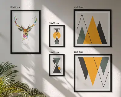Zestaw 5 obrazów w ramie w stylu boho z kolorowymi motywami
