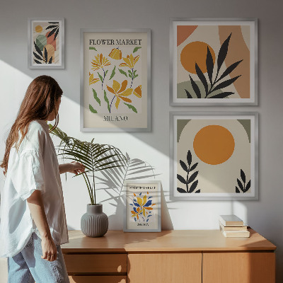 Galeria obrazów na ścianę Kwiaty abstrakcyjne boho styl