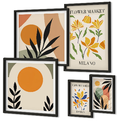Galeria obrazów na ścianę Kwiaty abstrakcyjne boho styl