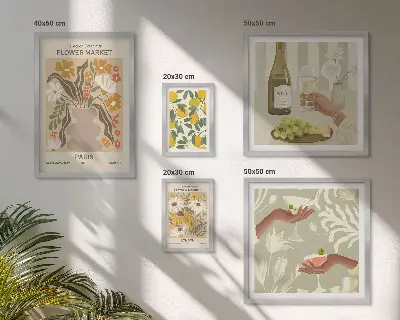 Zestaw obrazów dekoracja ścienna kwiaty i owoce w stylu vintage