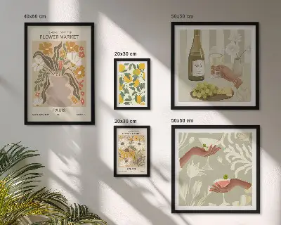 Zestaw obrazów dekoracja ścienna kwiaty i owoce w stylu vintage
