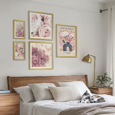 Zestaw obrazów w ramie do galerii ściennej Kwiatowe motywy boho dekoracje