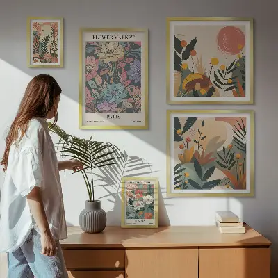 Galeria obrazów na ścianę z kwiatowymi motywami Paryża i Londynu