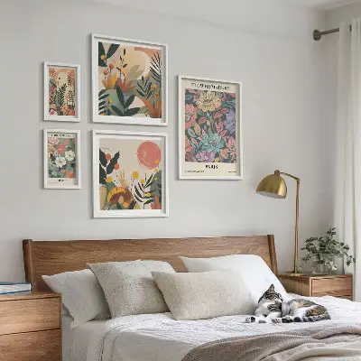 Galeria obrazów na ścianę z kwiatowymi motywami Paryża i Londynu