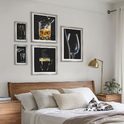 Zestaw obrazów w ramie do galerii ściennej Koktajle napoje styl barowy