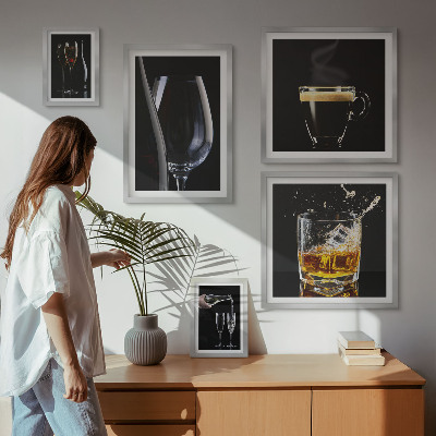 Zestaw obrazów w ramie do galerii ściennej Koktajle napoje styl barowy