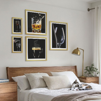 Zestaw obrazów w ramie do galerii ściennej Koktajle napoje styl barowy