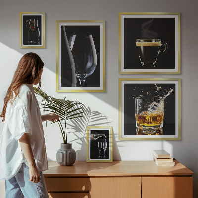 Zestaw obrazów w ramie do galerii ściennej Koktajle napoje styl barowy