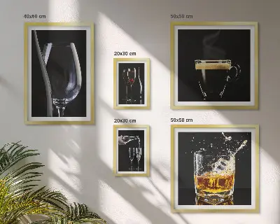 Zestaw obrazów w ramie do galerii ściennej z motywem koktajli i napojów w stylu barowym