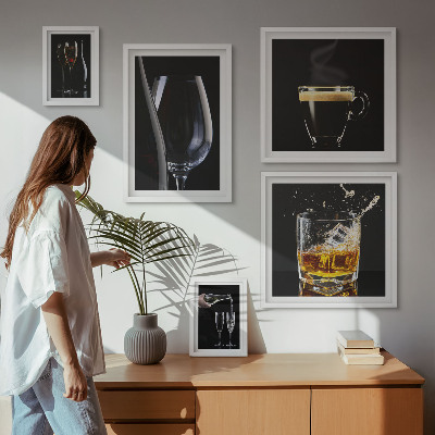 Zestaw obrazów w ramie do galerii ściennej Koktajle napoje styl barowy