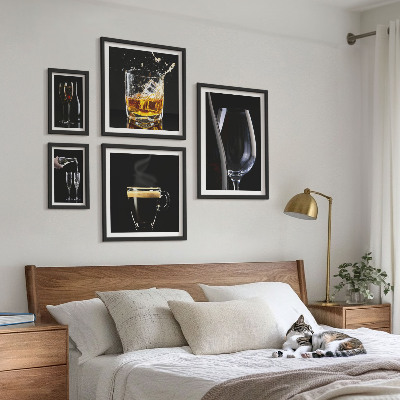 Zestaw obrazów w ramie do galerii ściennej Koktajle napoje styl barowy