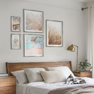 Zestaw obrazów w ramie do galerii ściennej Naturalne pejzaże boho etno