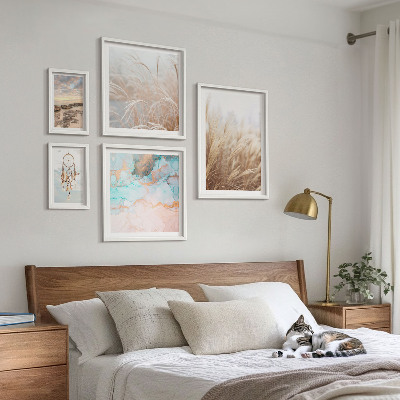 Zestaw obrazów w ramie do galerii ściennej Naturalne pejzaże boho etno
