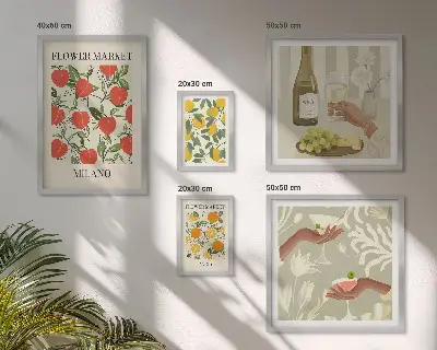 Galeria obrazów na ścianę z motywem kwiatowych targów w stylu vintage