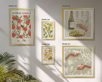 Galeria obrazów na ścianę Kwiatowe targi owoce vintage