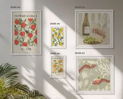 Galeria obrazów na ścianę z motywem kwiatowych targów w stylu vintage