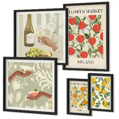 Galeria obrazów na ścianę z motywem kwiatowych targów w stylu vintage