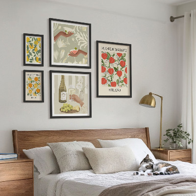 Galeria obrazów na ścianę Kwiatowe targi owoce vintage
