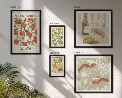 Galeria obrazów na ścianę Kwiatowe targi owoce vintage