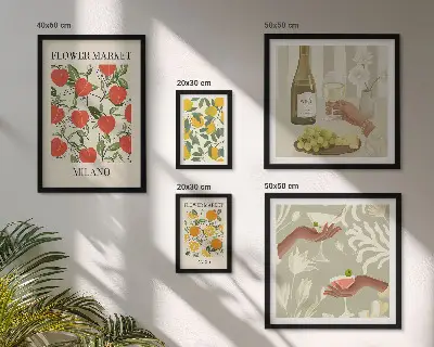Galeria obrazów na ścianę z motywem kwiatowych targów w stylu vintage