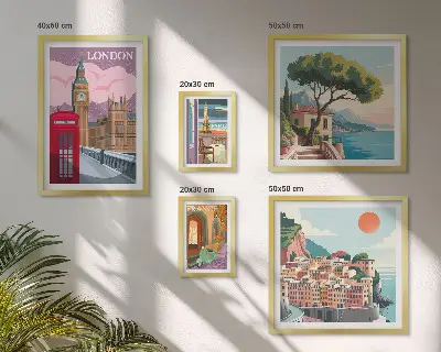 Zestaw obrazów w ramie do galerii ściennej Europejskie miasta kultury