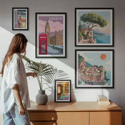 Zestaw obrazów w ramie do galerii ściennej Europejskie miasta kultury