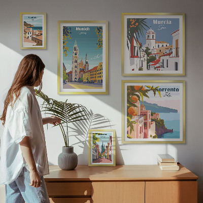 Zestaw 5 obrazów w ramie Europejskie miasta architektura