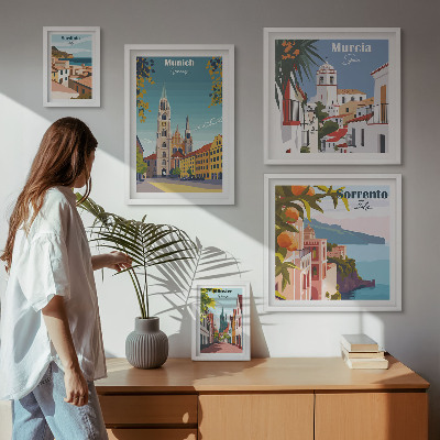 Zestaw 5 obrazów w ramie Europejskie miasta architektura