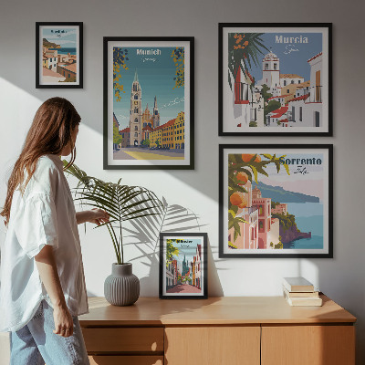Zestaw 5 obrazów w ramie Europejskie miasta architektura