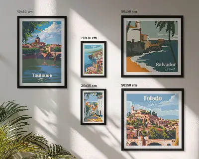 Zestaw obrazów w ramie do galerii ściennej europejskie miasta i krajobrazy