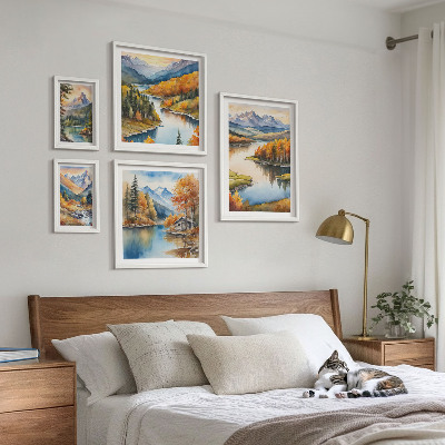 Galeria obrazów na ścianę Górskie rzeki jesienne drzewa