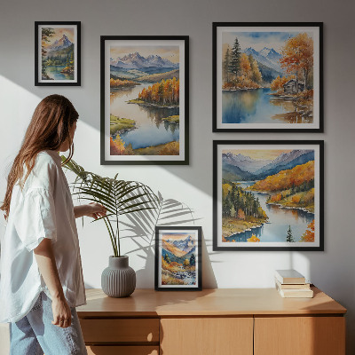 Galeria obrazów na ścianę Górskie rzeki jesienne drzewa