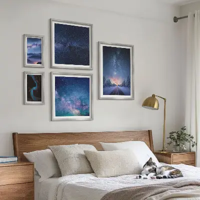 Kosmiczne pejzaże nocne zestaw 5 obrazów w ramie