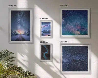 Kosmiczne pejzaże nocne zestaw 5 obrazów w ramie