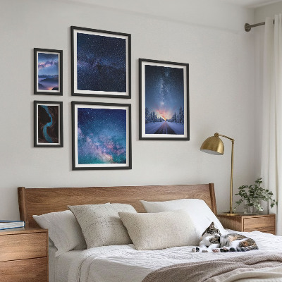 Zestaw 5 obrazów w ramie Kosmiczne pejzaże nocne