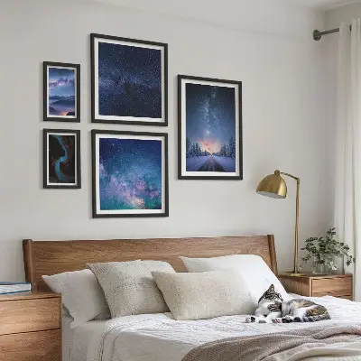 Kosmiczne pejzaże nocne zestaw 5 obrazów w ramie